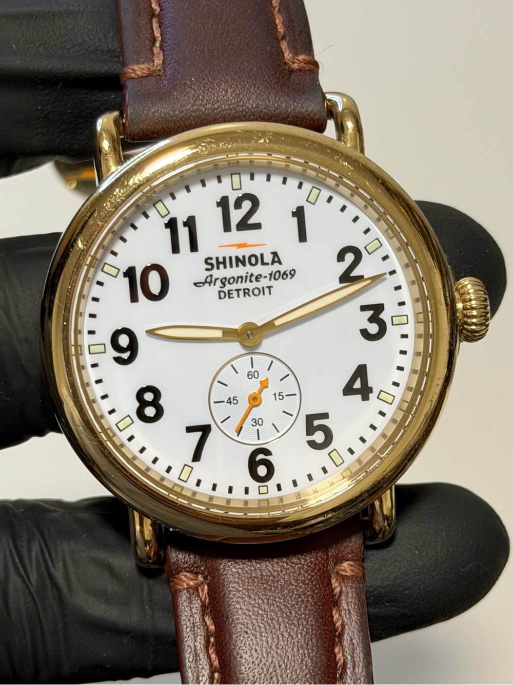 Shinola Runwell White Dial Sapphire Crystal Gold SS Men’s 41mm Luxury Watch